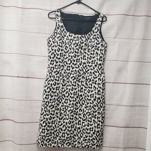 ISABELLA DeMARCO Cheetah Sheath Sleeveless Dress Size 8 BLACK WHITE Tahari READ